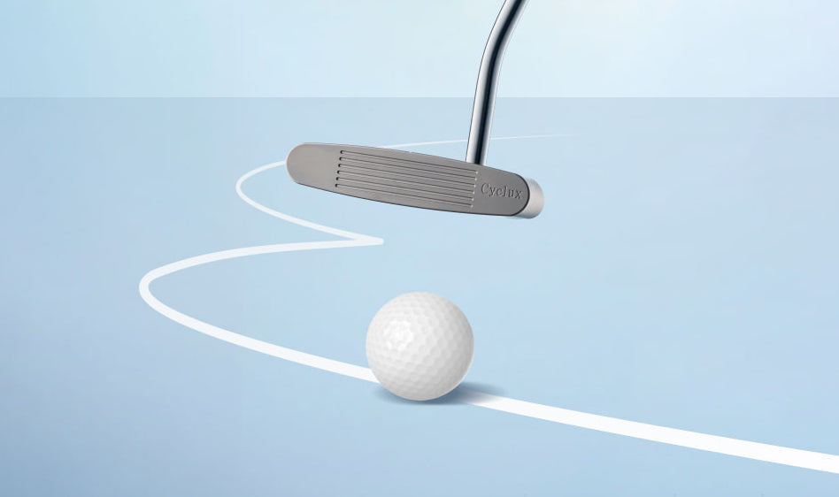 Illustration of a curved putting stroke path